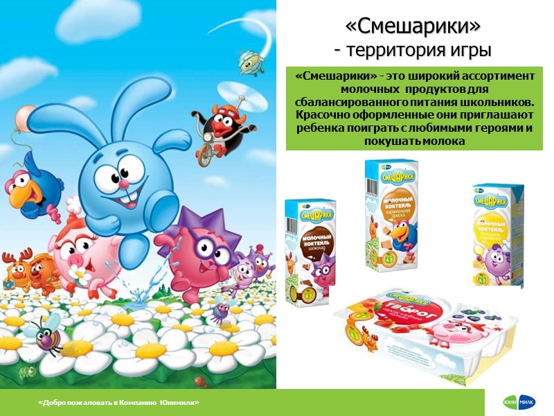 «Смешарики» - территория игры «Смешарики» - это широкий ассортимент молочных  продуктов для сбалансированного